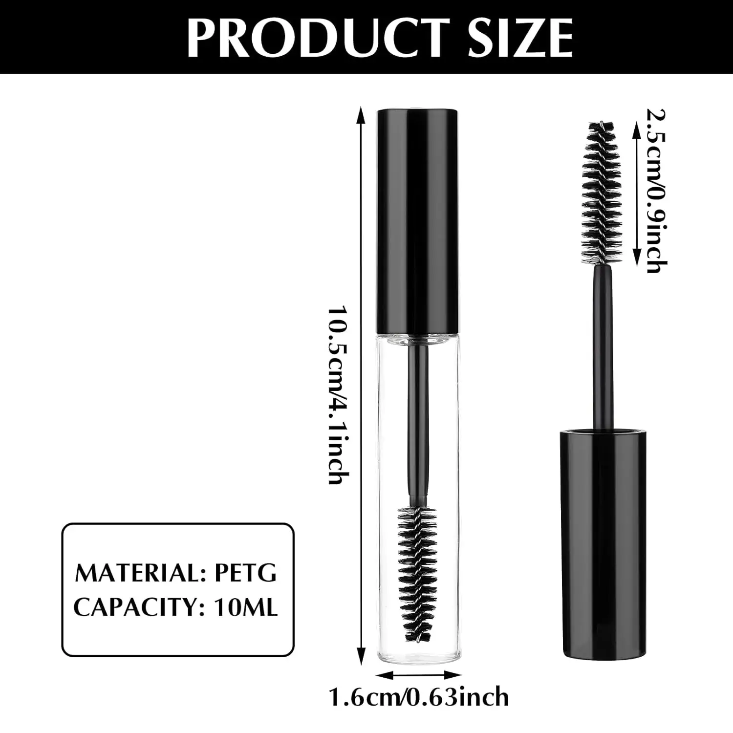 5 pçs 10ml tubo de rímel vazio com varinha de cílios recipiente de creme de cílios com funis ferramentas de transferência para garrafa de rímel diy