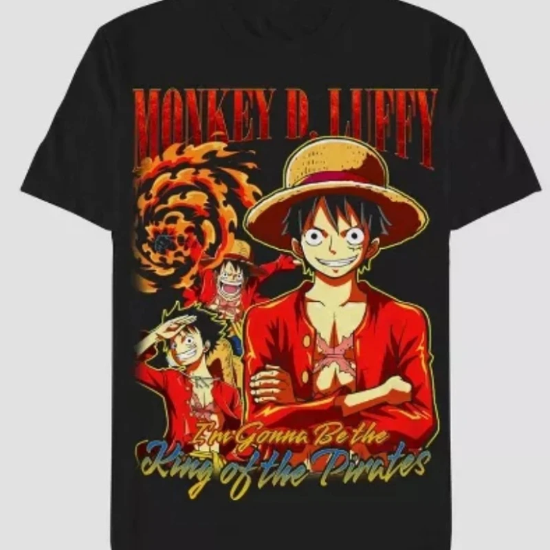 

Anime ONE PIECE Luffy Men's T-Shirt Medium Summer New Retro Fashion Men's and Women's Streetwear