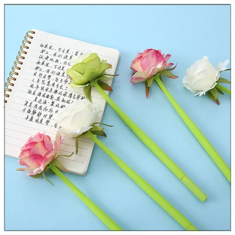 16PCS Rose Soft Gel Neutral Pen 0.5mm Student Stationery Creative Modeling Pen