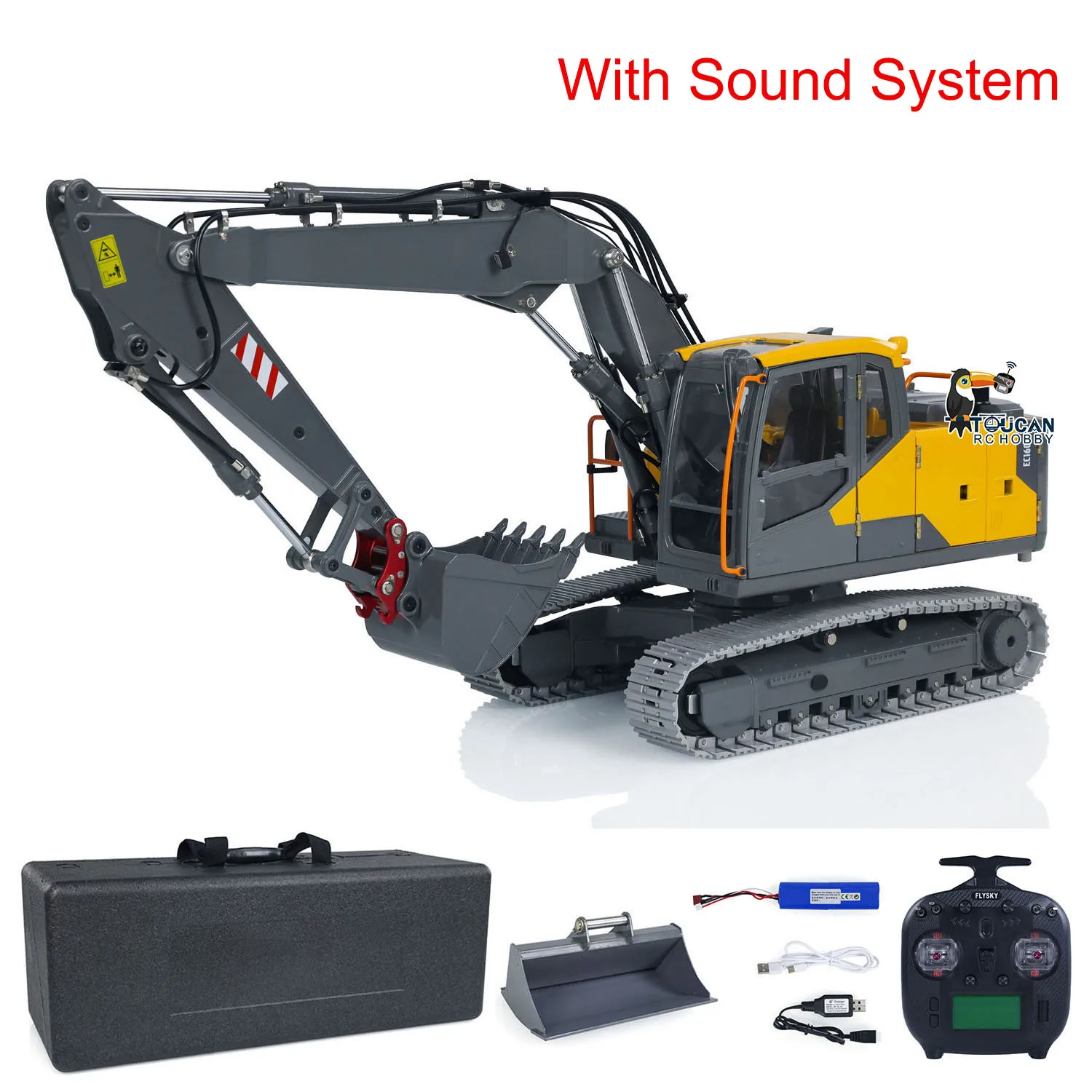 RTR EC160E RC Hydraulic Excavator 1/14 Remote Control Digger Metal Machine Model with Light Sound Set Toys for Adult THZH1913