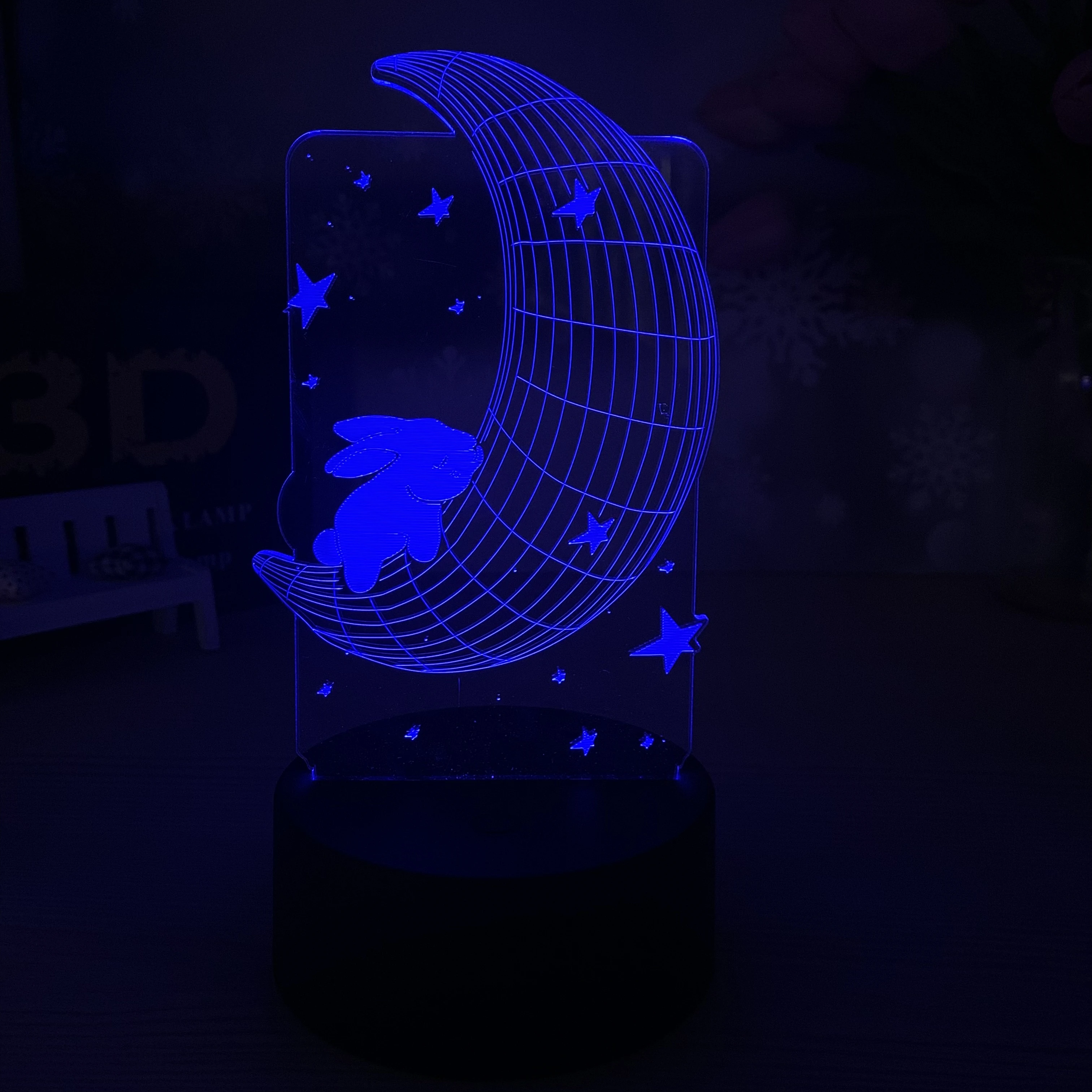 Luz Nocturna 3D de Luna, lámpara de viento para decoración de habitación, dormitorio, luz nocturna creativa decorativa, "regalo de nivel de alta apariencia"