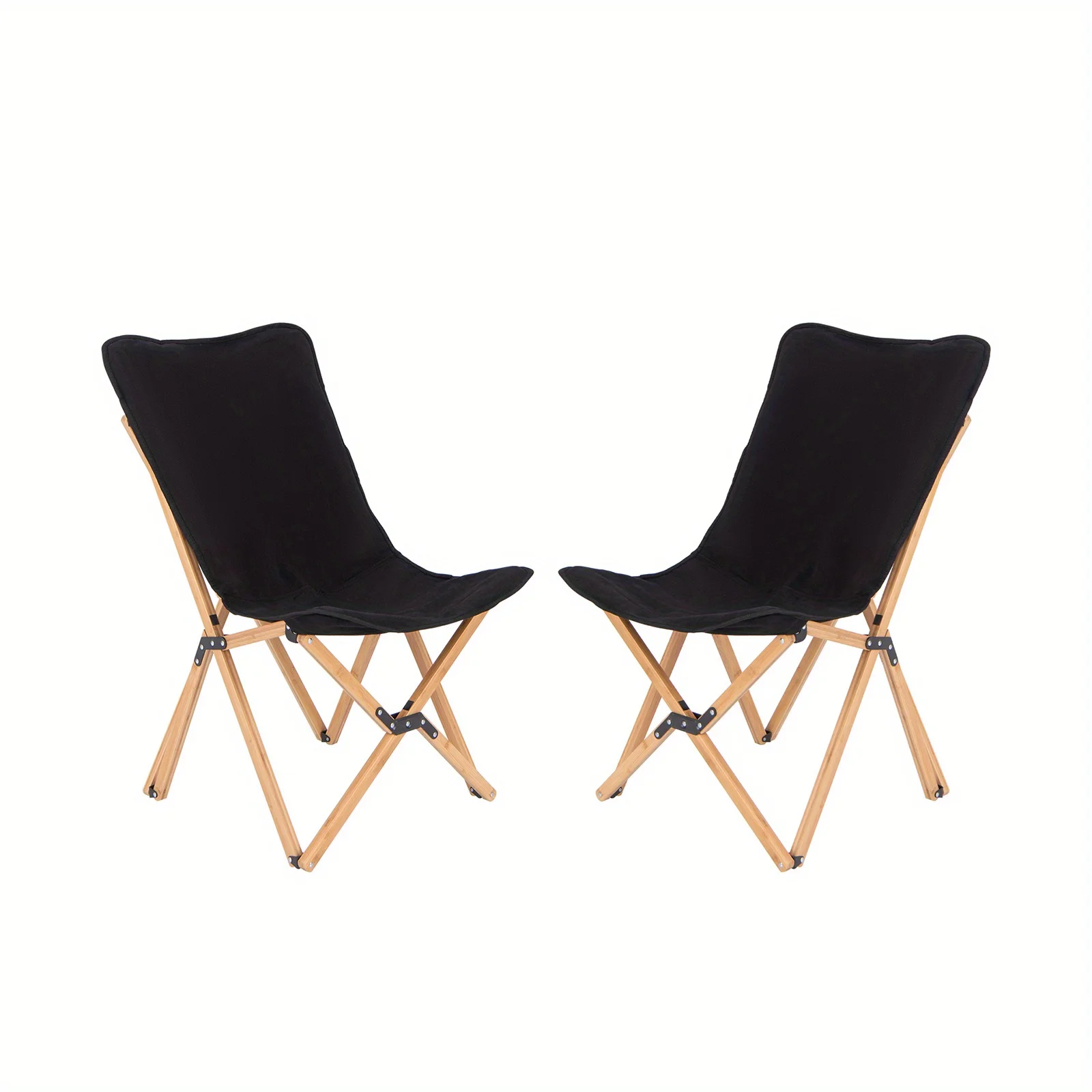 

2pcs Patio Butterfly Chair, Portable Folding Camping Chair w/ Solid Bamboo Frame, Carrying Bag Included, Beach, Patio
