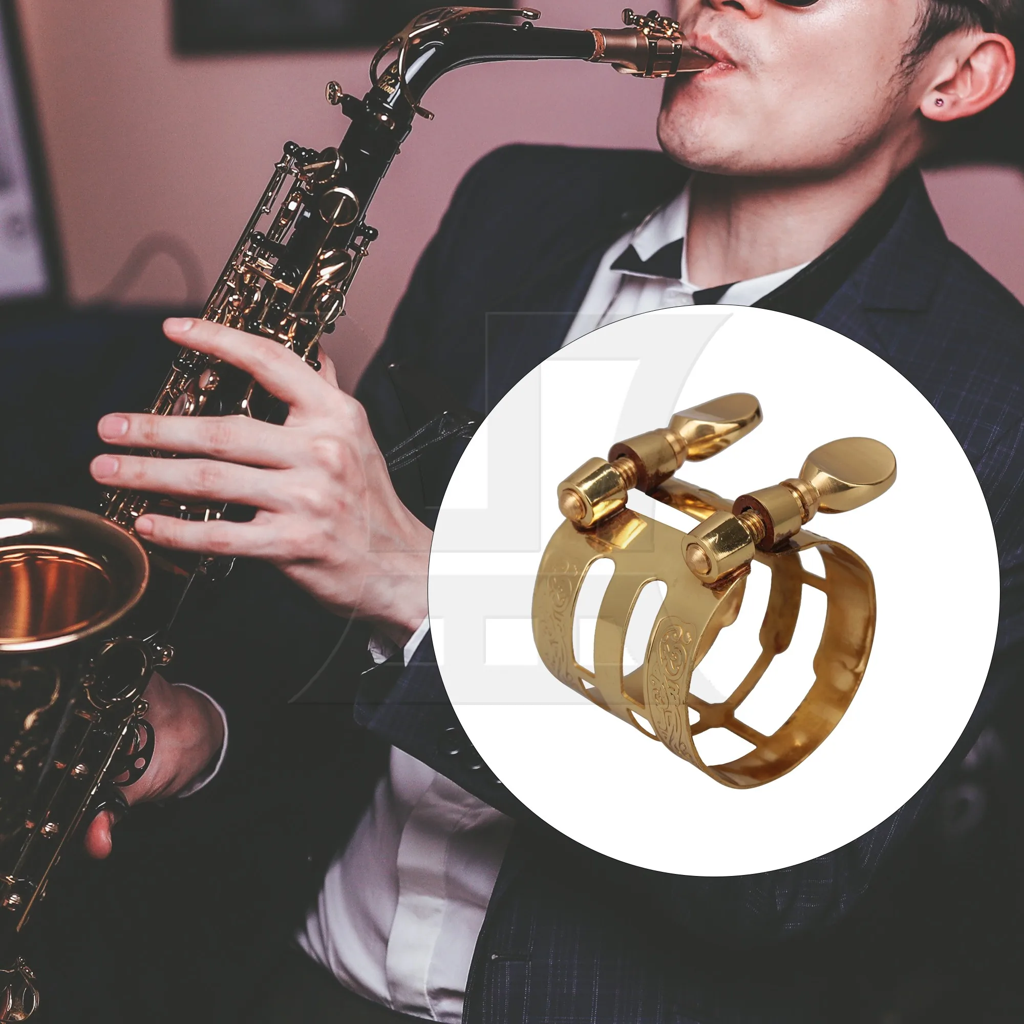

Yibuy Double Screws Adjust Gold Plated Alto Saxophone Mouthpiece Ligature