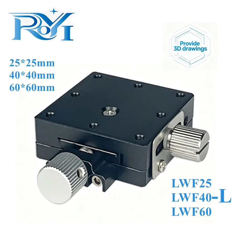 X Axis LWFX25 LWFX40 LWFX60 Dovetail Groove Manual Displacement Platform Rack‑and‑Pinion Drive High Precision Knob Slide Table