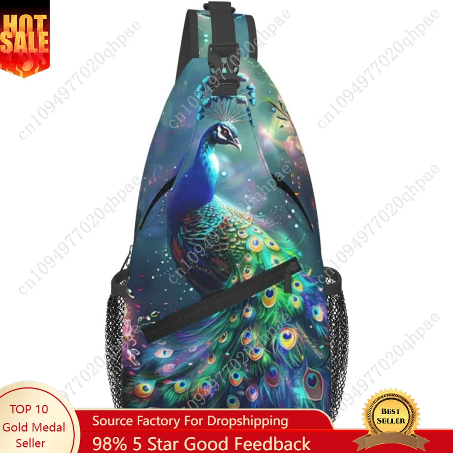 

Peacock Sling Bag For Women Men Fashion Backpack Crossbody Beautiful Peacock Shoulder Bag Sling Backpack Chest Bag Travel Hiking