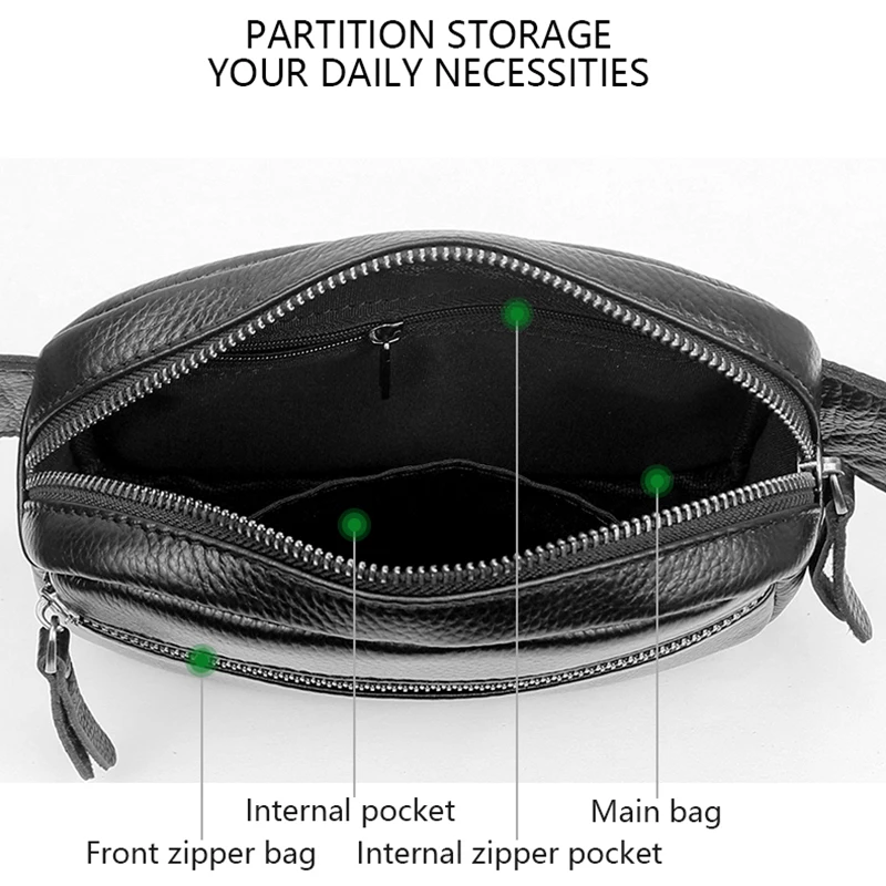 Fanny Pack Waist Bag Multifunction Genuine Leather Hip Bum Bag Travel Pouch For Men and Women For Hiking Running And Cycling