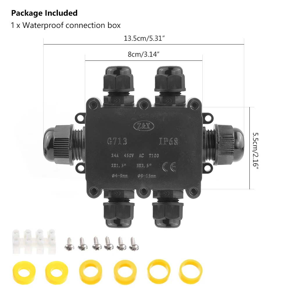 IP68 Waterproof Junction Box Electrical 2/3/4/5/6 Way Enclosure Block Cable Connecting Line Protection for Wiring Accessories