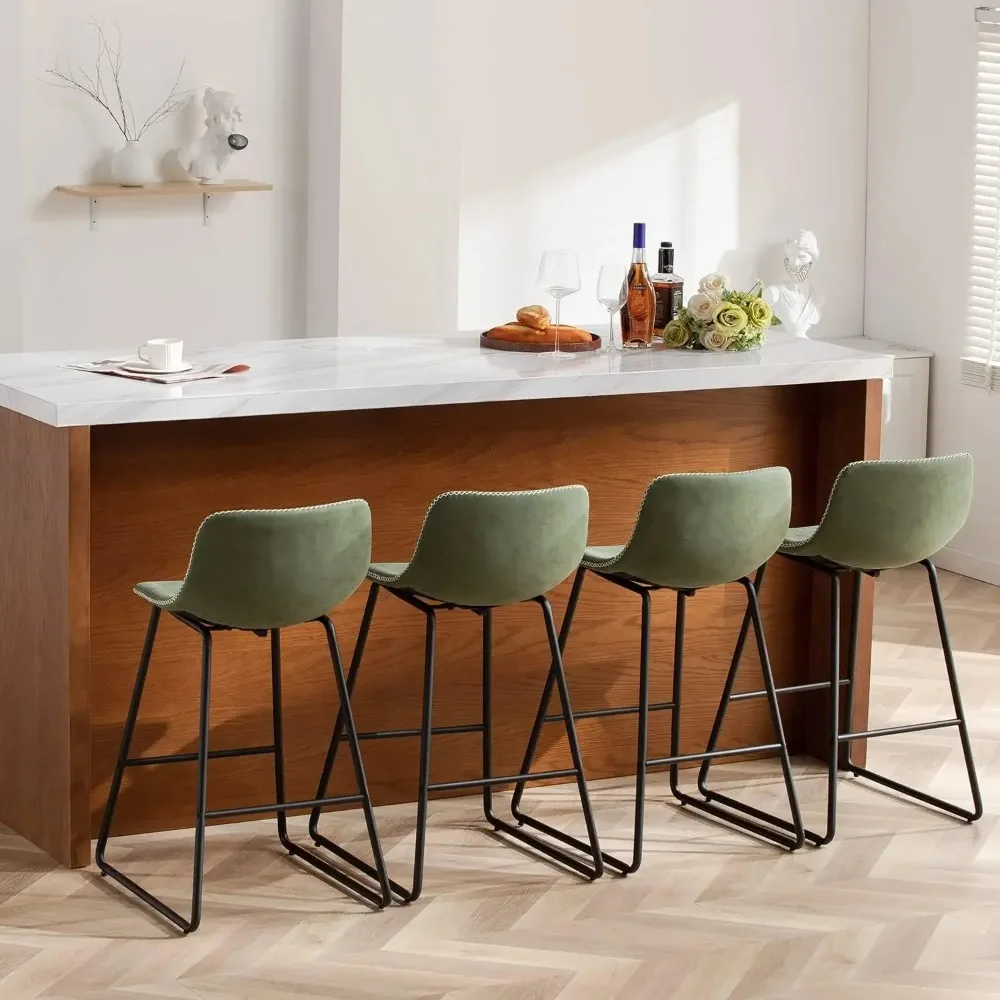 Banquetas para Ilha de Cozinha, Contra Altura, Conjunto de 4, Bancadas com Costas, Modern Bar Stools