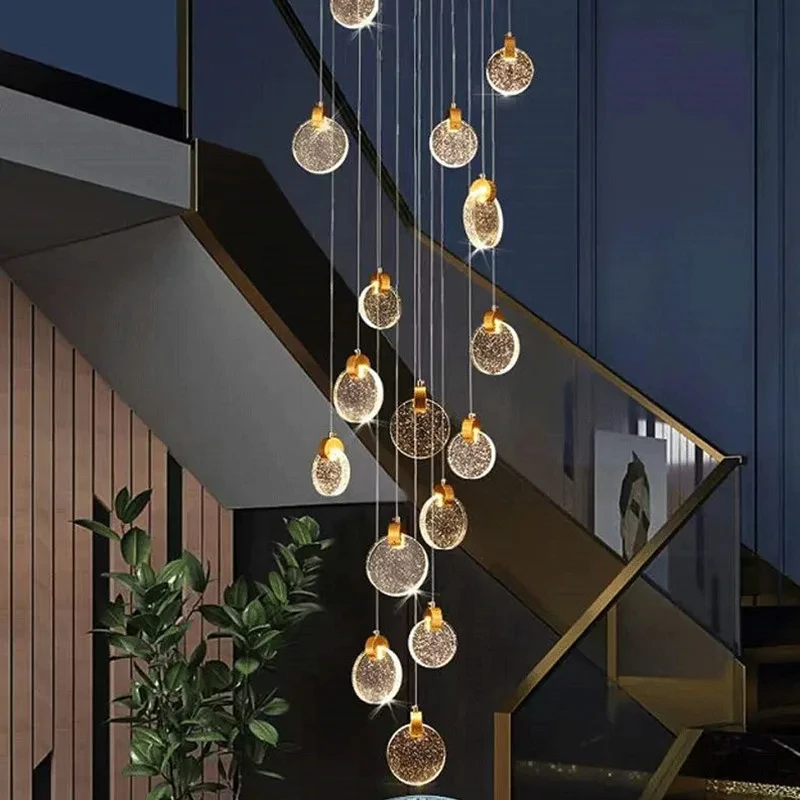 Modern Crystal LED Pendant Light Gold for Hall Living Dining Room Staircase Ceiling Chandelier Home Decor Luxury Lusters Fixture