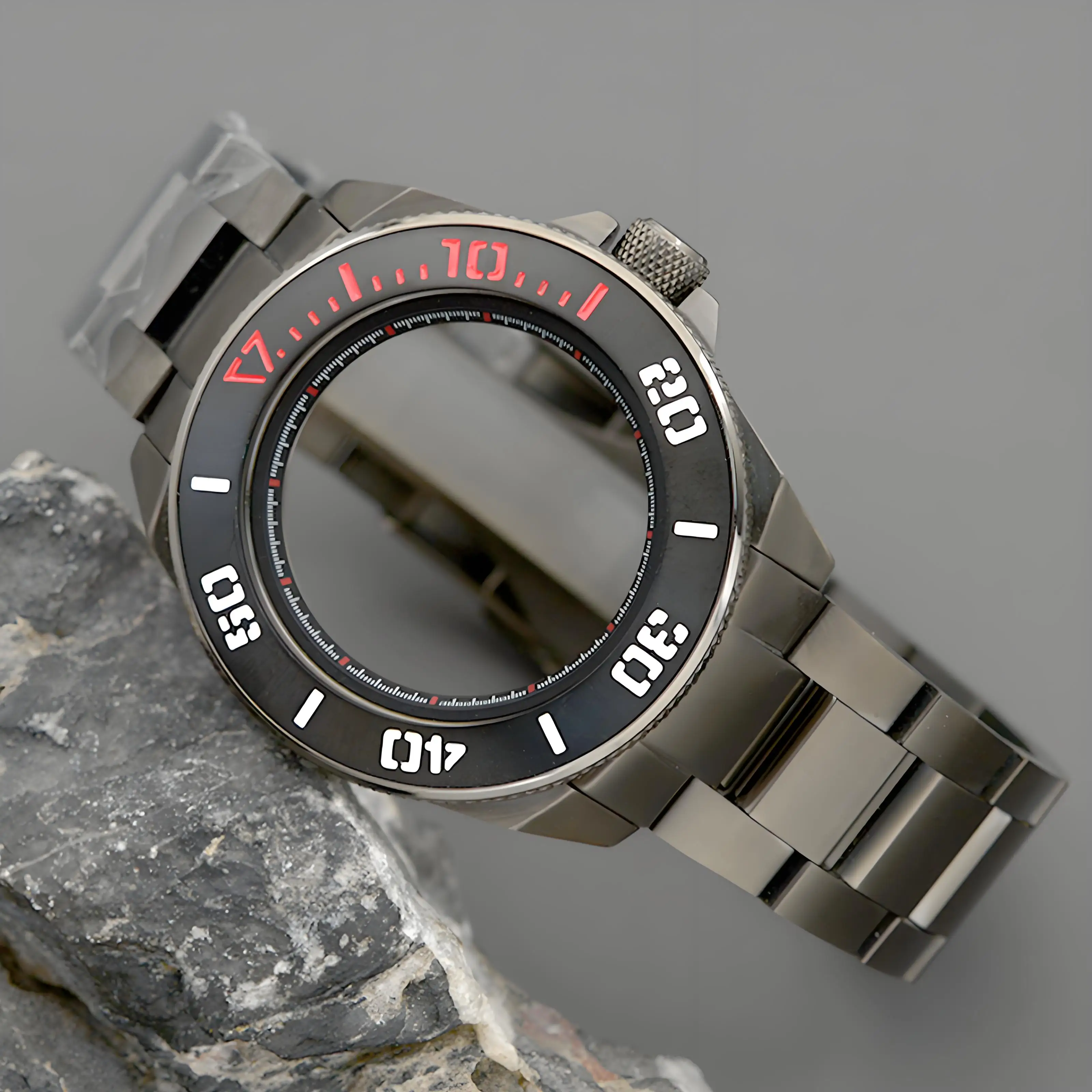 King SamuraiGun Grey Colour Watch Case Fits NH34 NH35 NH36 Japan Automatic 200M Waterproof King Samurai Series SRPE33K1