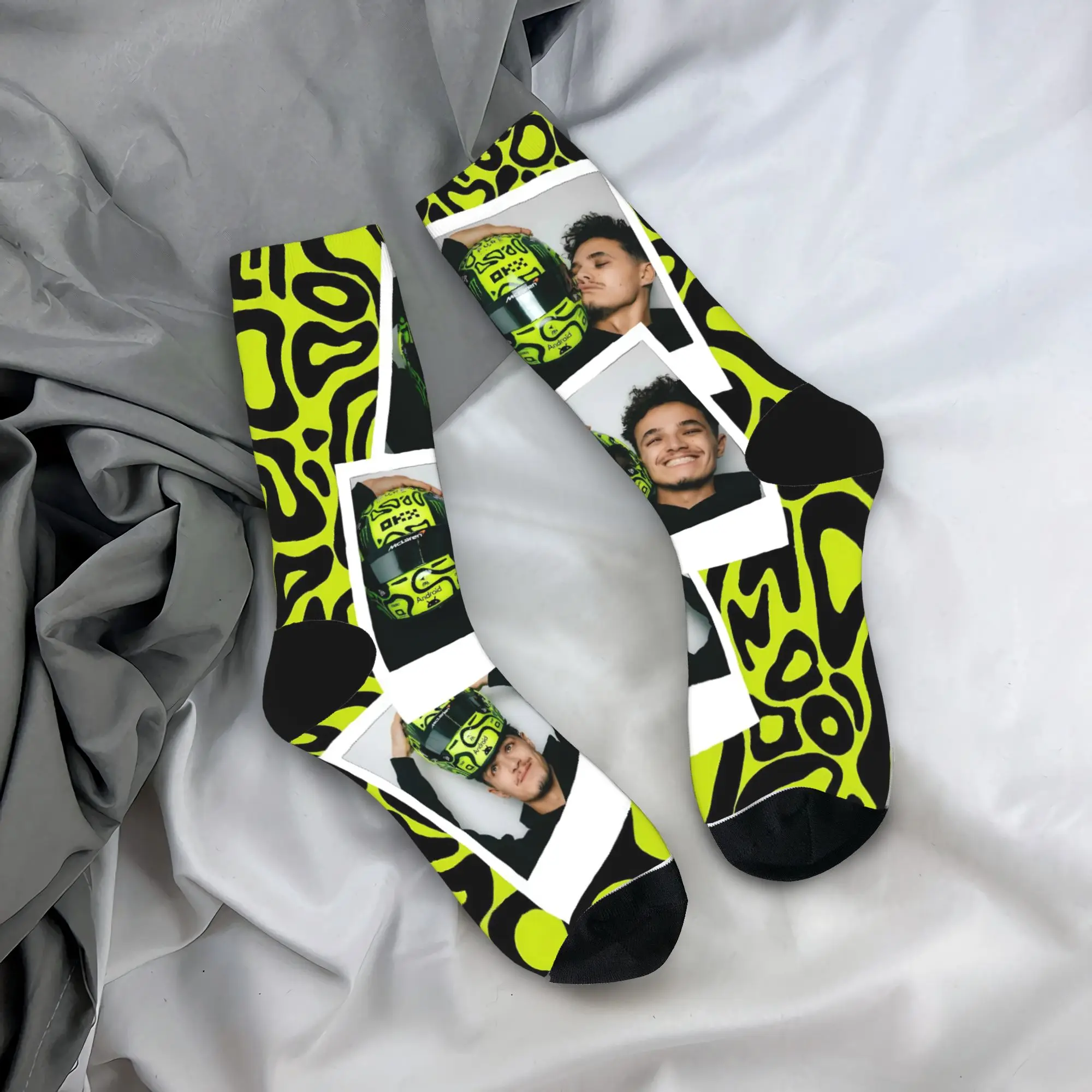 Medias de conductor de carreras L-Landos diseño de casco calcetines Kawaii mujeres hombres calcetines transpirables otoño correr deportes calcetines antideslizantes