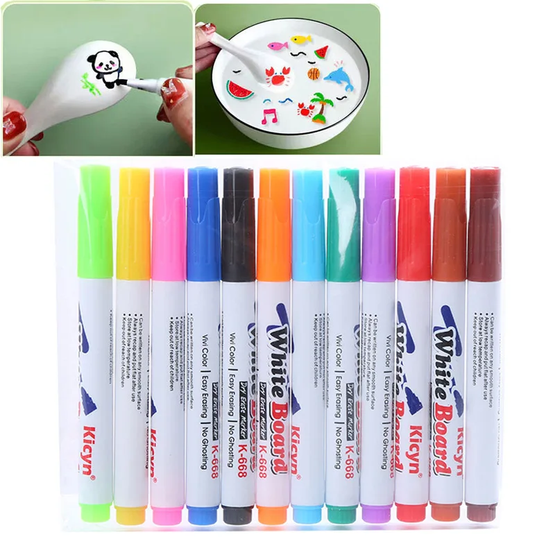 Magical Water Painting Pen Set 8/12 Colors Water Floating Doodle Kids Drawing Early Art Education Pens Magical Whiteboard Marker