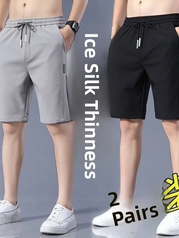 

Ice Silk Men's orts Ultra-Thin Summer Sport Five-Point Casual Loose Straight Leg s Pants Qui Dry Air Conditioning Mi...
