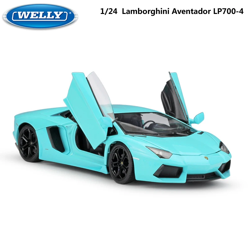 WELLY Diecast 1:24 Model Car Lamborghini Aventador LP700-4 Race Car Sports Car Metal Alloy Toy Car For Children Gift Collection