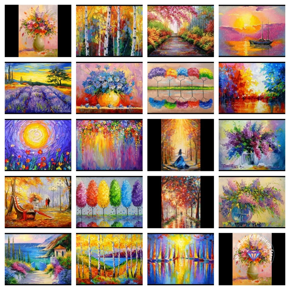 

Autumn Forest Scenery AB Diamond Painting Kit Square Round Diamond 5D DIY Mosaic Handmade Art Adult Exquisite Gift Home Decor