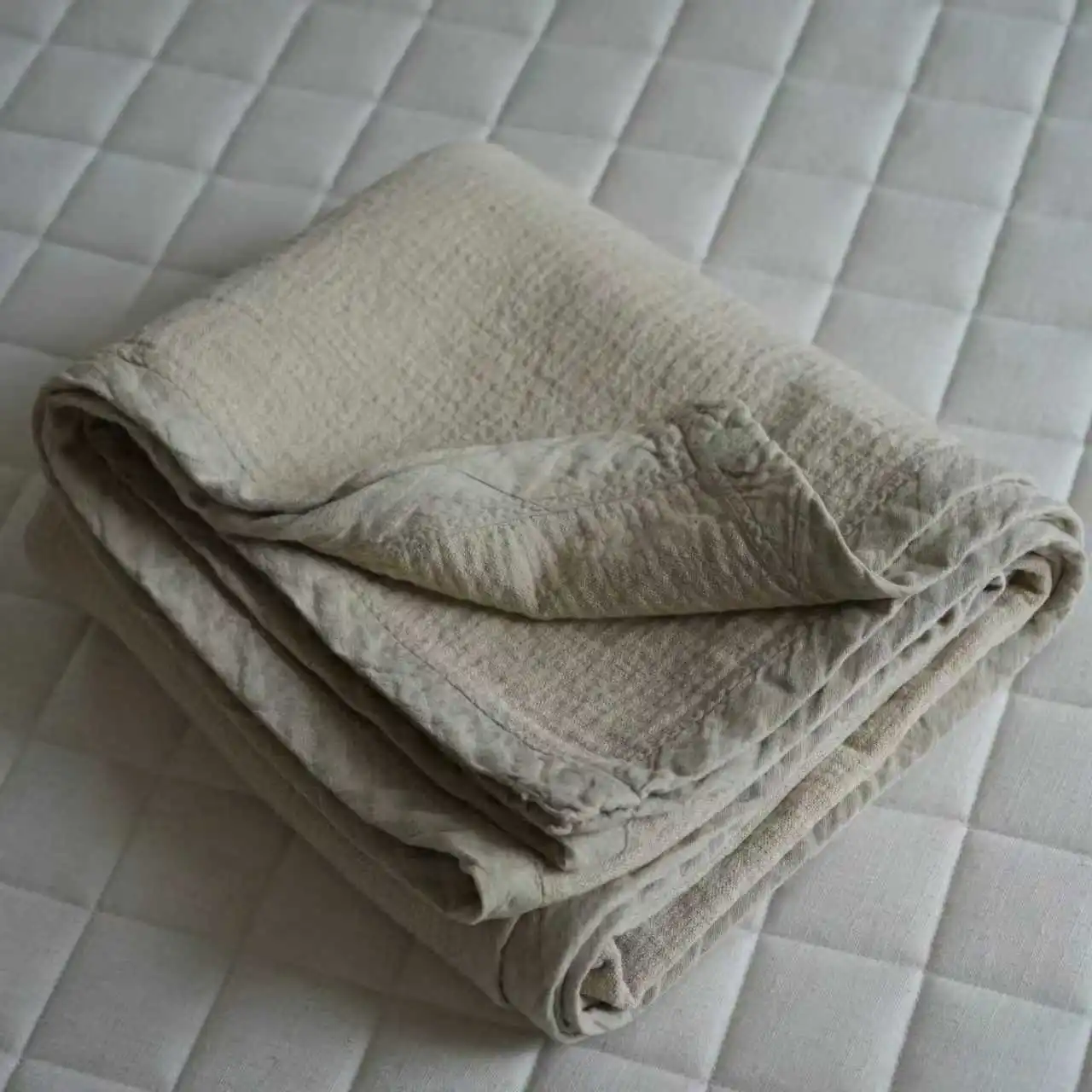 

70% Cotton 30% Linen Blend Edge Trimmed Blanket Single Person Casual Linen Blanket Thick Summer Air Conditioner Covering Blanket