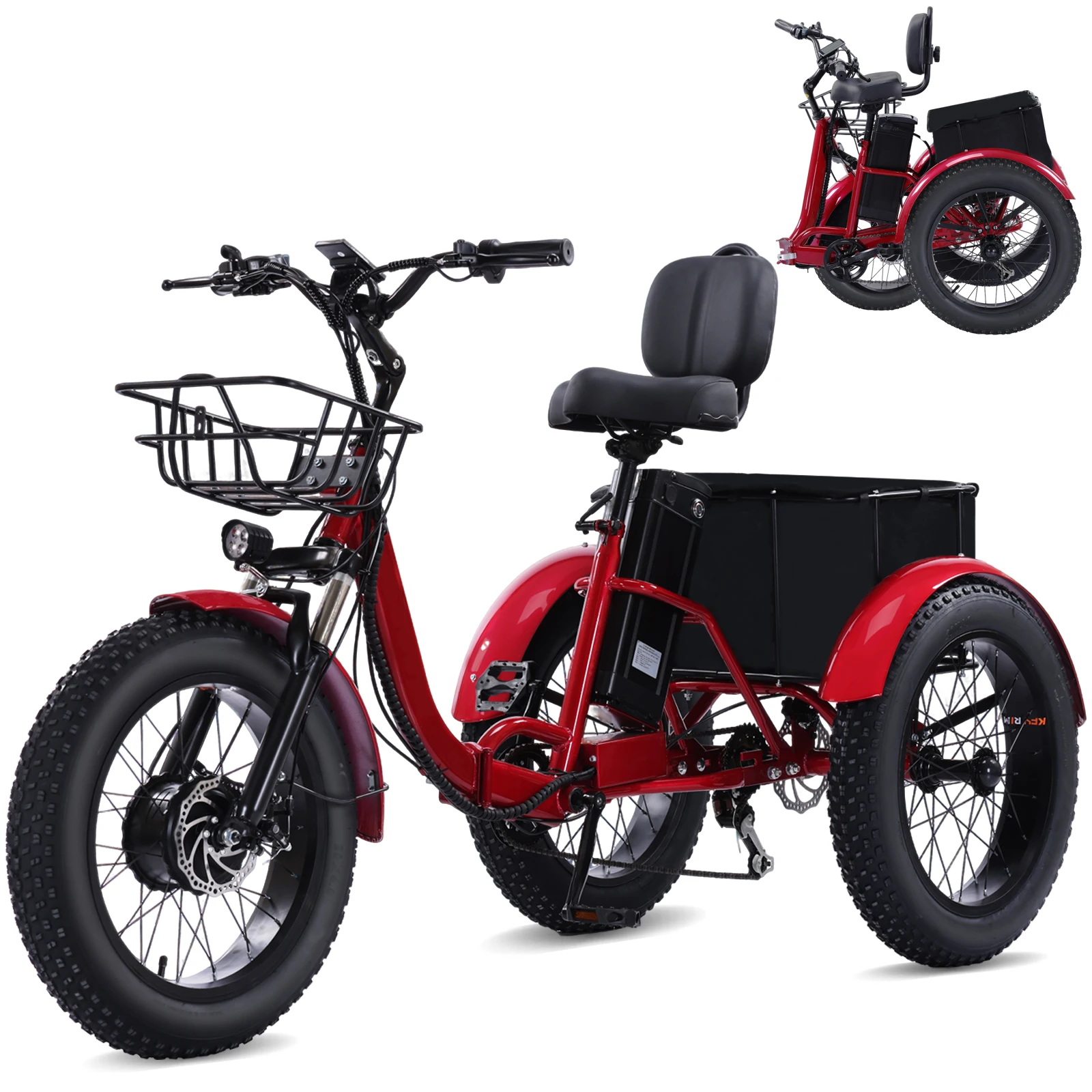 Foldable Electric Trike for Seniors | 750W Peak Motor | 50‑Mile 48V Removable Battery | 7‑Speed 20