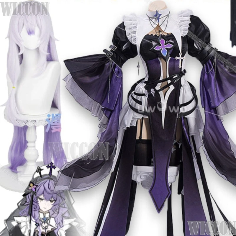 

Косплей-костюм из серии игр: Honkai: Star Rail Black Swan Eden Of Blessed Insigh Nun, сексуальный карнавальный костюм монахини на Хэллоуин и Рождество