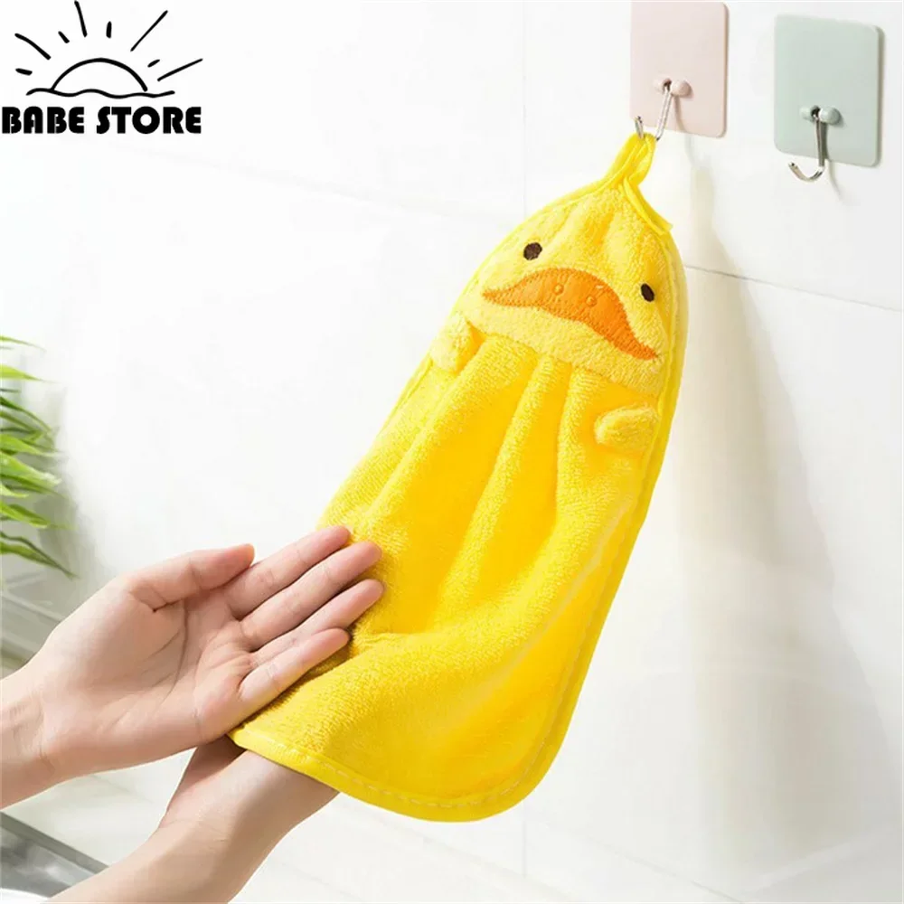 Cartoon Design Toddler Kids Hand Towels With Hanging Loop Kitchen Hand Towel Absorbent Quick Dry Utility Towel For Bathroom Home