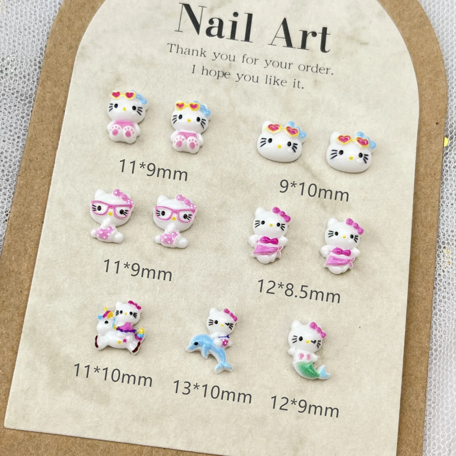 50 Pcs New mini Cute Resin Cartoon Hawaiian Holiday Beach Cat Flat Back Ornament Jewelry Making Manicure Hairwear Accessorie