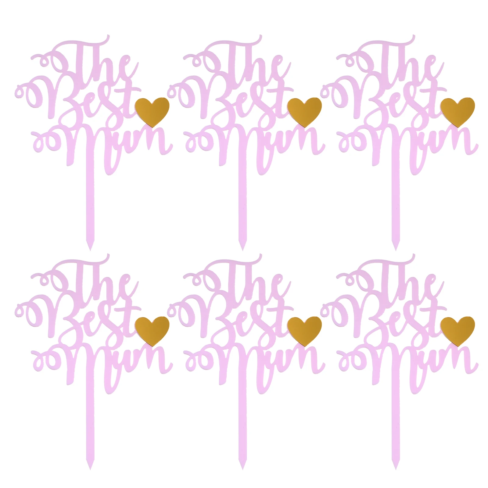 

10Pcs Mothers Day Acrylic Cake Topper Happy Mothers Day Acrilico Decoration DIY Visual Enjoyment Heart Shaped Double Layered