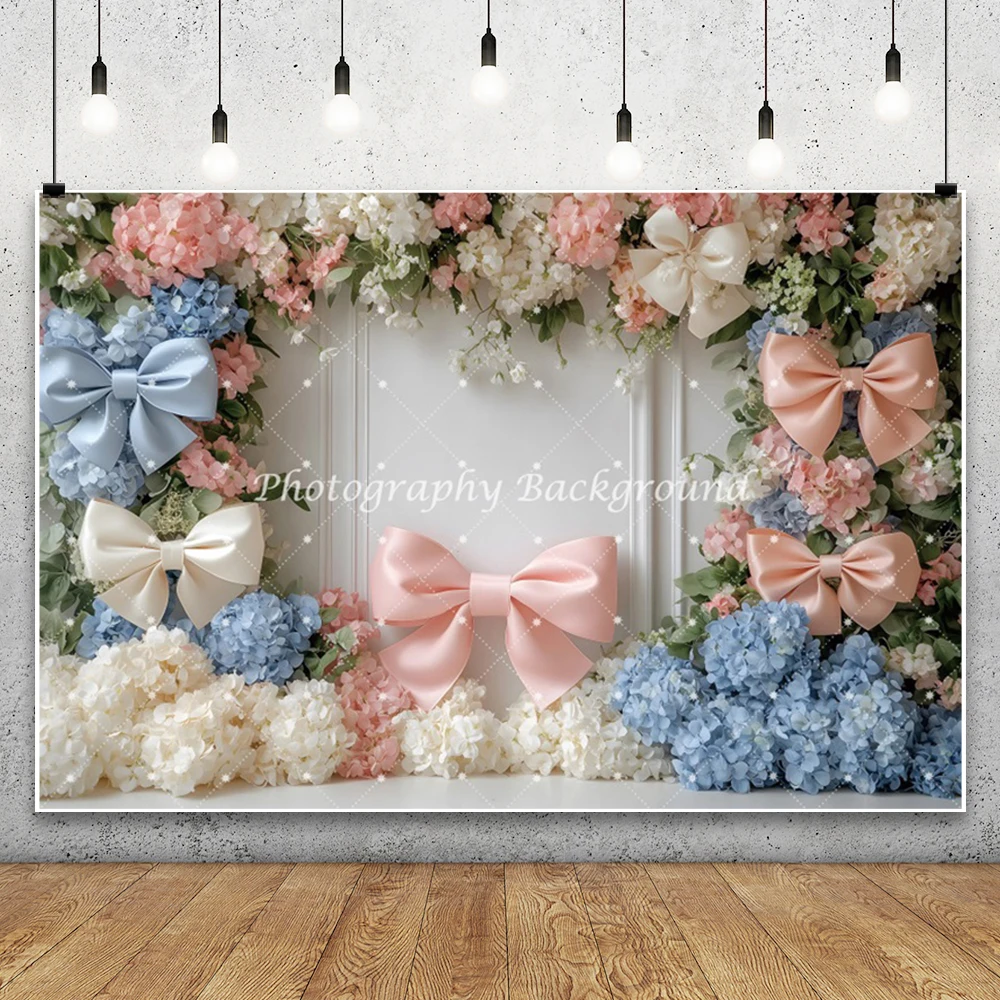 

Boho Cute Bow Florals Photography Background European Wall Girls Birthday Wedding Party Maternity Portrait Decor Photo Backdrop