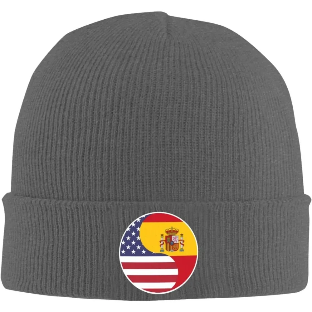 

Комбинация флага Америки и Испании. Шапка-бини для мужчин и женщин. Зимние вязаные шапки. Кепка с манжетами. Лыжная шапка. Шапка-бини с принтом.