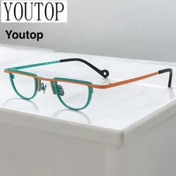 Vintage Titanium Glasses Frames for Women Light Geometric Eyeglass Men Optical Eyewear Retro Spectacles Prescription Myopia