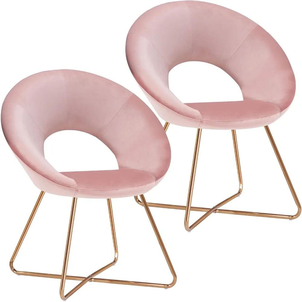 Set of 2 Velvet Accent Chairs Upholstered Vanity Chairs Make-up Stool Office Guest Reception Chair Arm Leisure Chairs