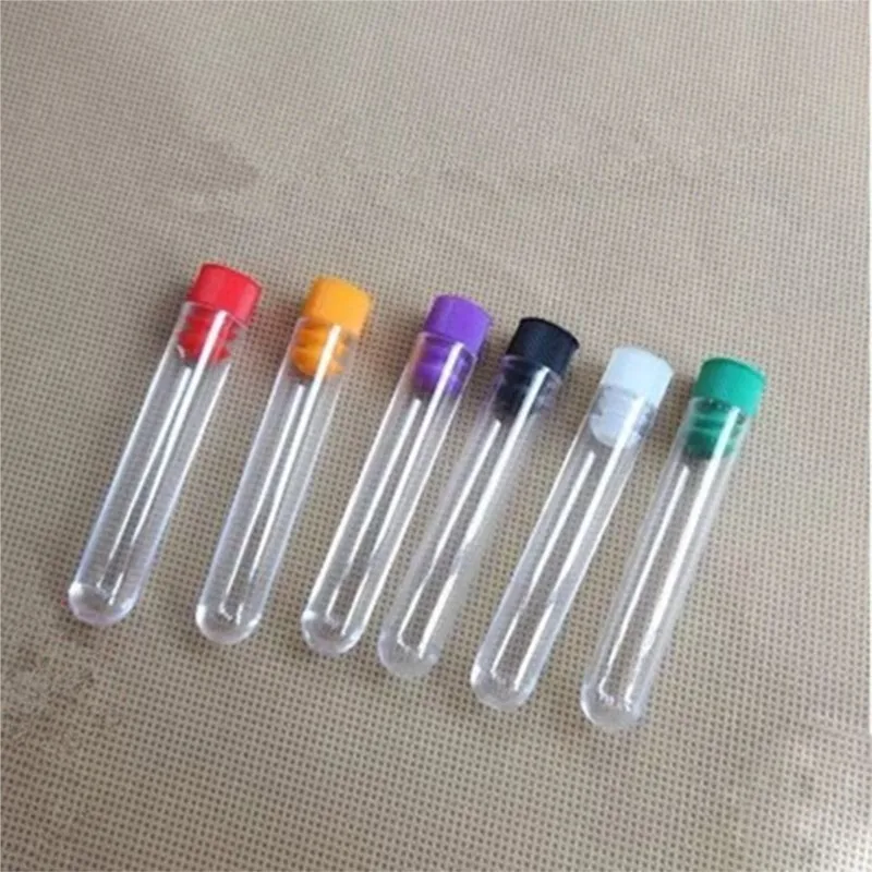 

10000pcs 12x75 mm Plastic Test Tube With Cap random Colors Of Cap High Quality Clear Like Glass 5ml