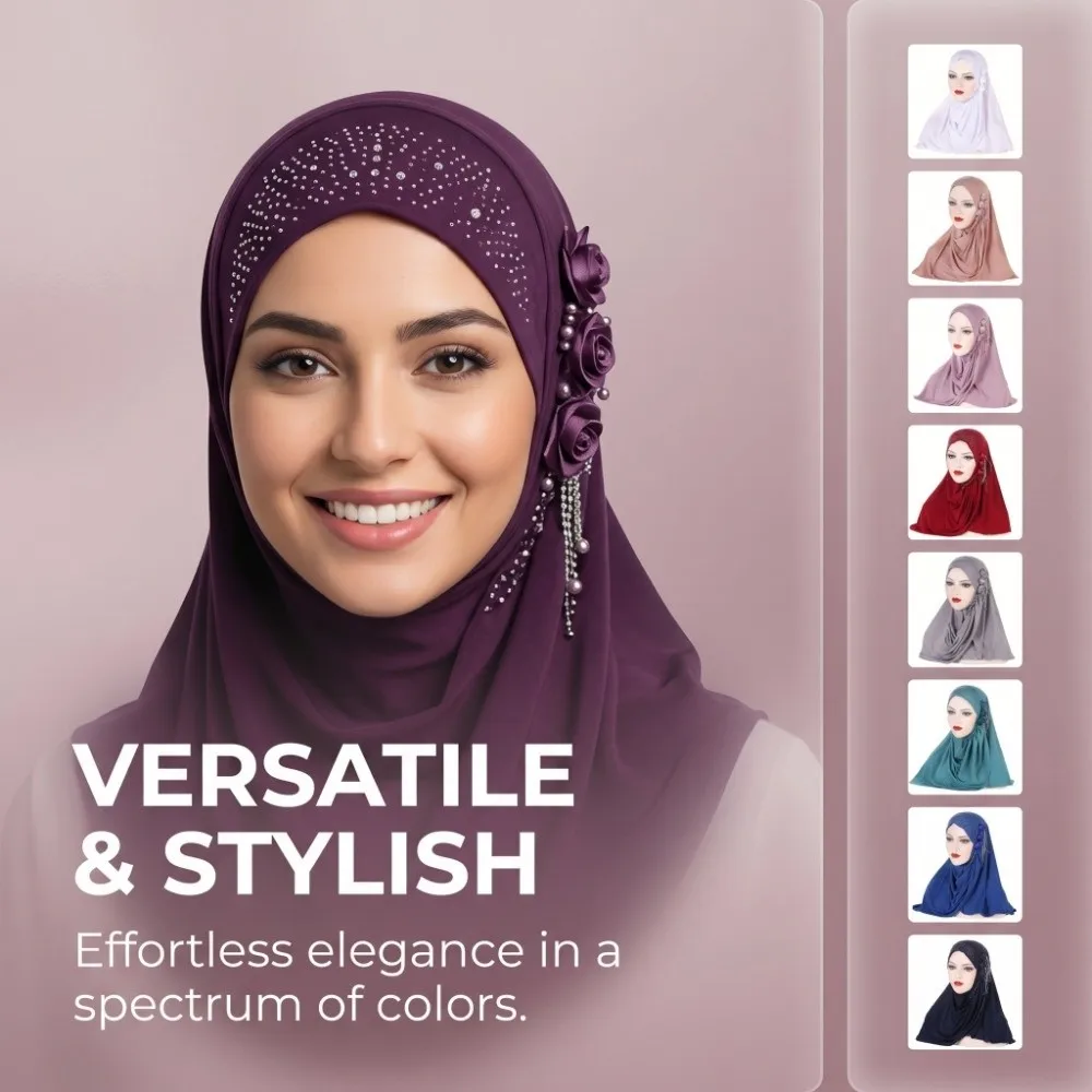 

High Quality Floral Women's Hijabs Full Cover Modest Wear Muslim Hijab Elegant Prayer Hijab Instant Turban Spring Autumn Season