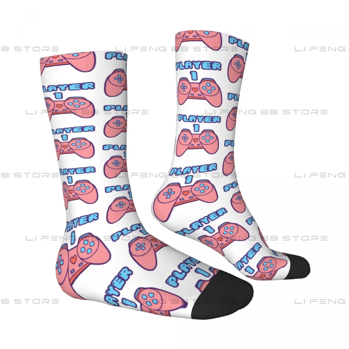 Pink Gamepad Unisex Couple socks Ready Player Windproof Happy Socks Street Style Crazy Sock