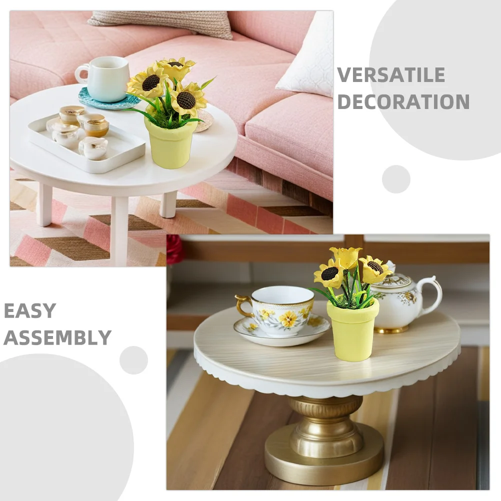 4개 미니어처 해바라기 분재 인공 식물 인형집 장식용 소형 실내 테이블탑 녹색 식물