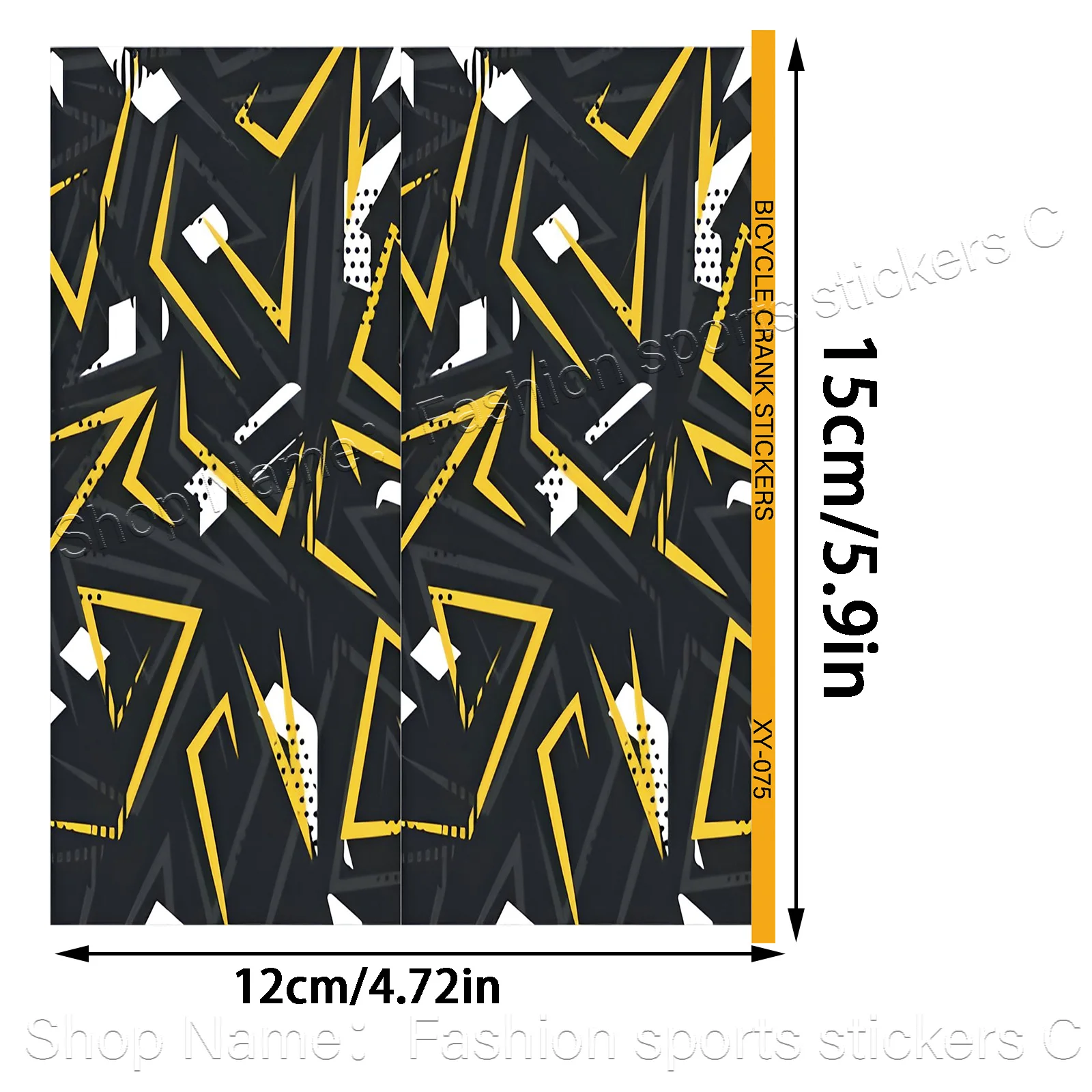 2Pcs 2D Flat Yellow Geometric Camo Vinyl Sticker, Decal for MTB Road Bike Crankset Decor, Holiday Gift