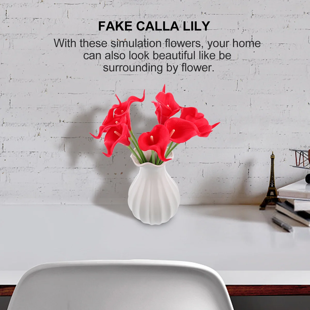 10 قطعة زهور زنبق الكالا مقلدة زخرفة زهرة وهمية واقعية لغرفة المعيشة طاولة القهوة المشهد تخطيط الدعامة الاستخدام