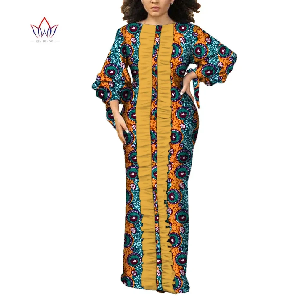 

Bintarealwax African-Dresses-for-Women-Plus-Size Dashiki Cotton Wax Traditional African Clothing 7XL Long Party Dress WY9217