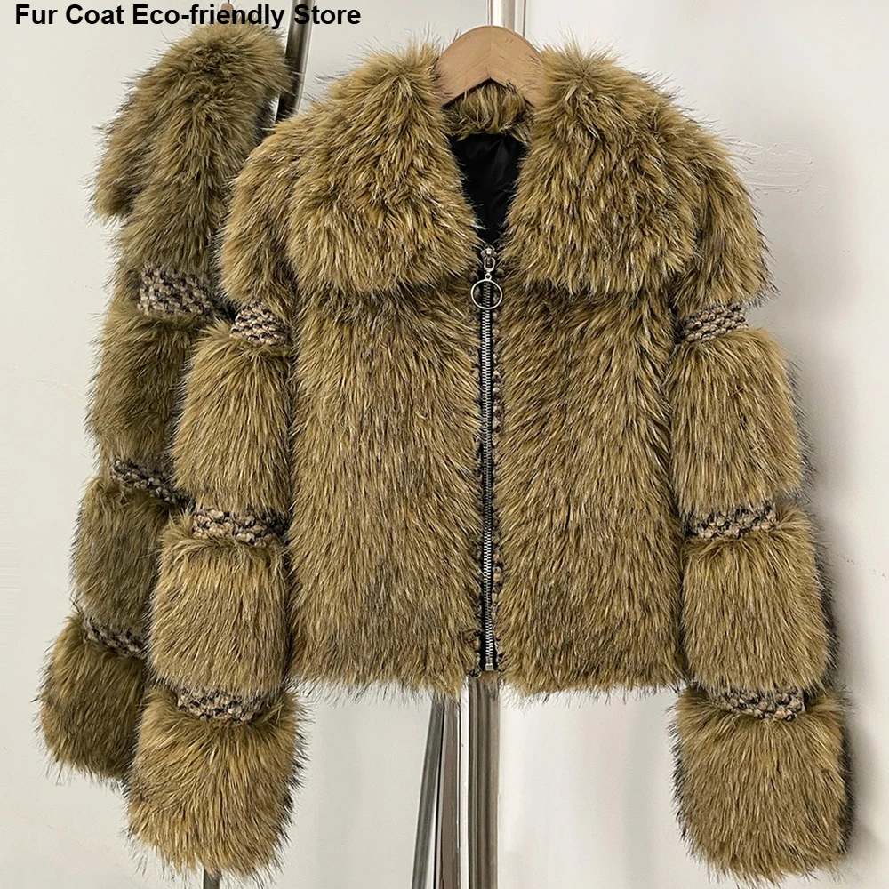 Womens Faux Fur Jacket Short Coat Warm Casual Outdoor Autumn Winter Fashion Outerwear Clothing Women's Artificial Fur Coat