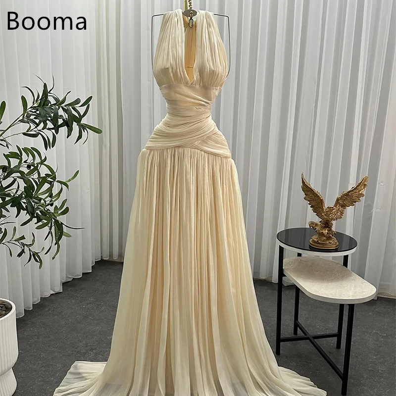 

Booma A-Line Pleat V-Neck Shiny Women Prom Formal Gowns for Women Sleeveless Elegant Evening Dress Customized 2025