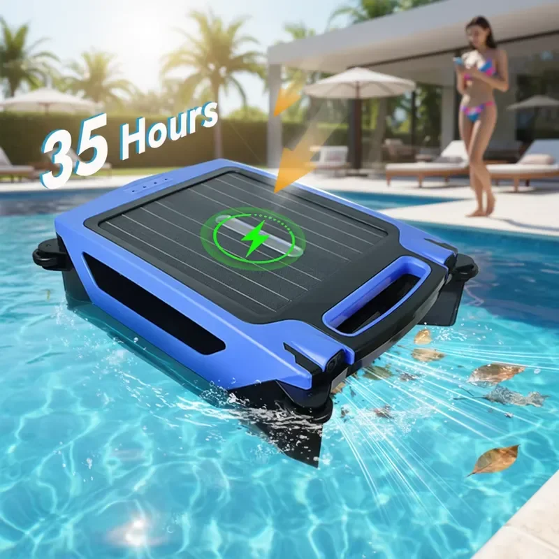 Outdoor Solar Powered High Quality Eco-Friendly Automatic Pool Leaf Skimmer Vacuum Cleaning Robot High Efficiency 20-Hour