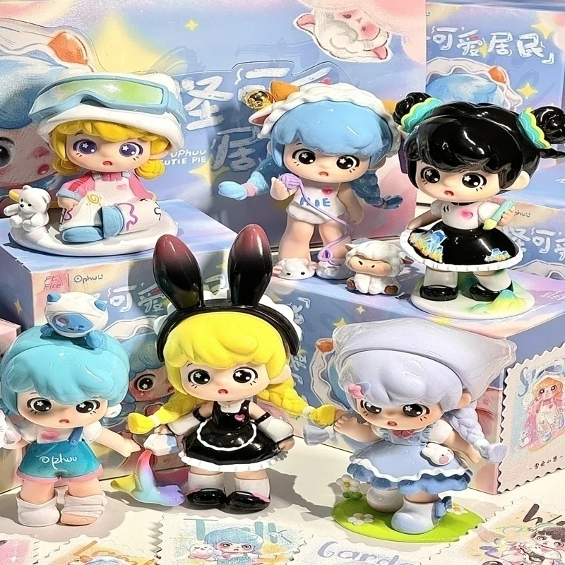 

Ophuu Super Cute Resident Series Blind Box Trendy Toy Figurines Kawaii Doll Toys Desktop Ornament Mysterious Box Gift Model