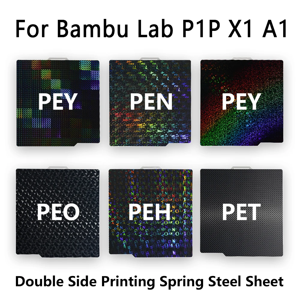 257x257mm For Bambu Lab P1P P1S X1 X1C Carbon Build Plate Double Side PEI Smooth Spring Steel Sheet Texture Pattern