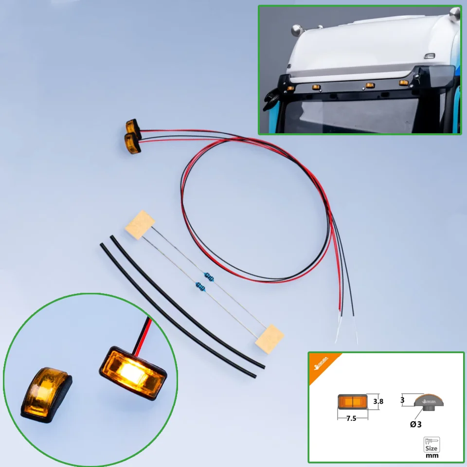 

Козырек-прожектор, светодиодный 3 В CBD-03 ABS для 1/14 Tamiya RC Scania Man Actros, пульт дистанционного управления, прицеп, самосвал, игрушечные детали