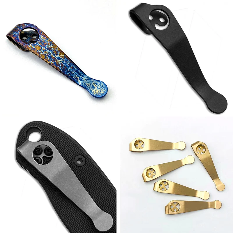 4 Colors Custom Knife Titanium Pocket Clip Clamp For Spyderco C223 Para3 Paramilitary2 C10 Endura4 C11 Delica4 Native5 Manix G10