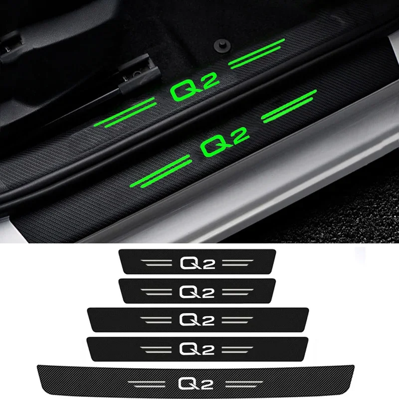 Luminous Car Threshold Protection Anti-Scratch Stickers For Audi Q2 Logo Trunk Door Bumper Scratch Guards Strips Car Accessorry
