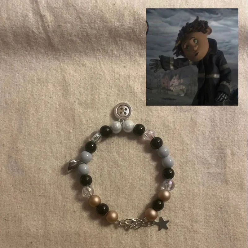 Bracciale coppia bottone Coraline e wybie, regalo per lei fatto a mano