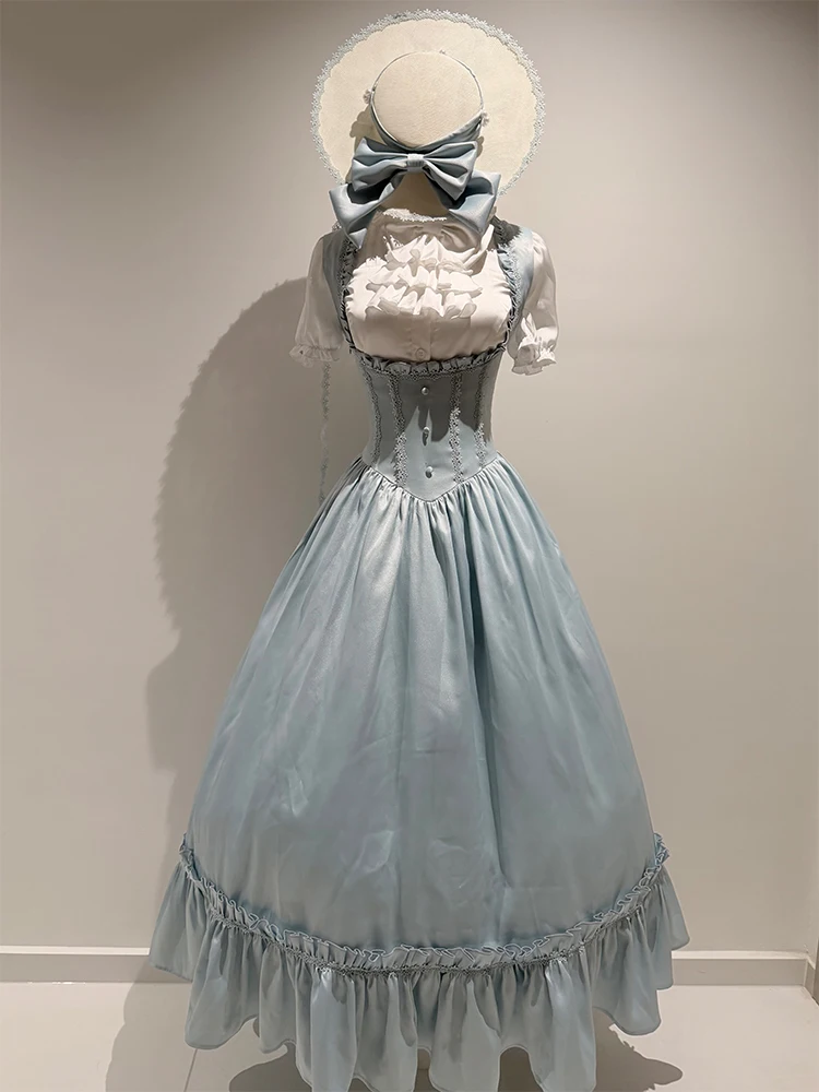 Cla Series Retro Elegant Lolita Summer 2026 New Shirt Bustier Vest Dress Two-Piece Set Women's Fashion Classic Style Dress
