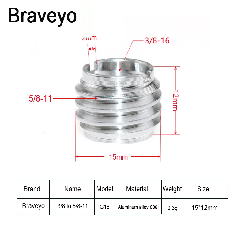 Coarse Thread 5/8-11 to 3/8-16 1/4-20 Inch Female Male Threaded Screw Mount Adapter for Laser Level Tripod Conversion Screw