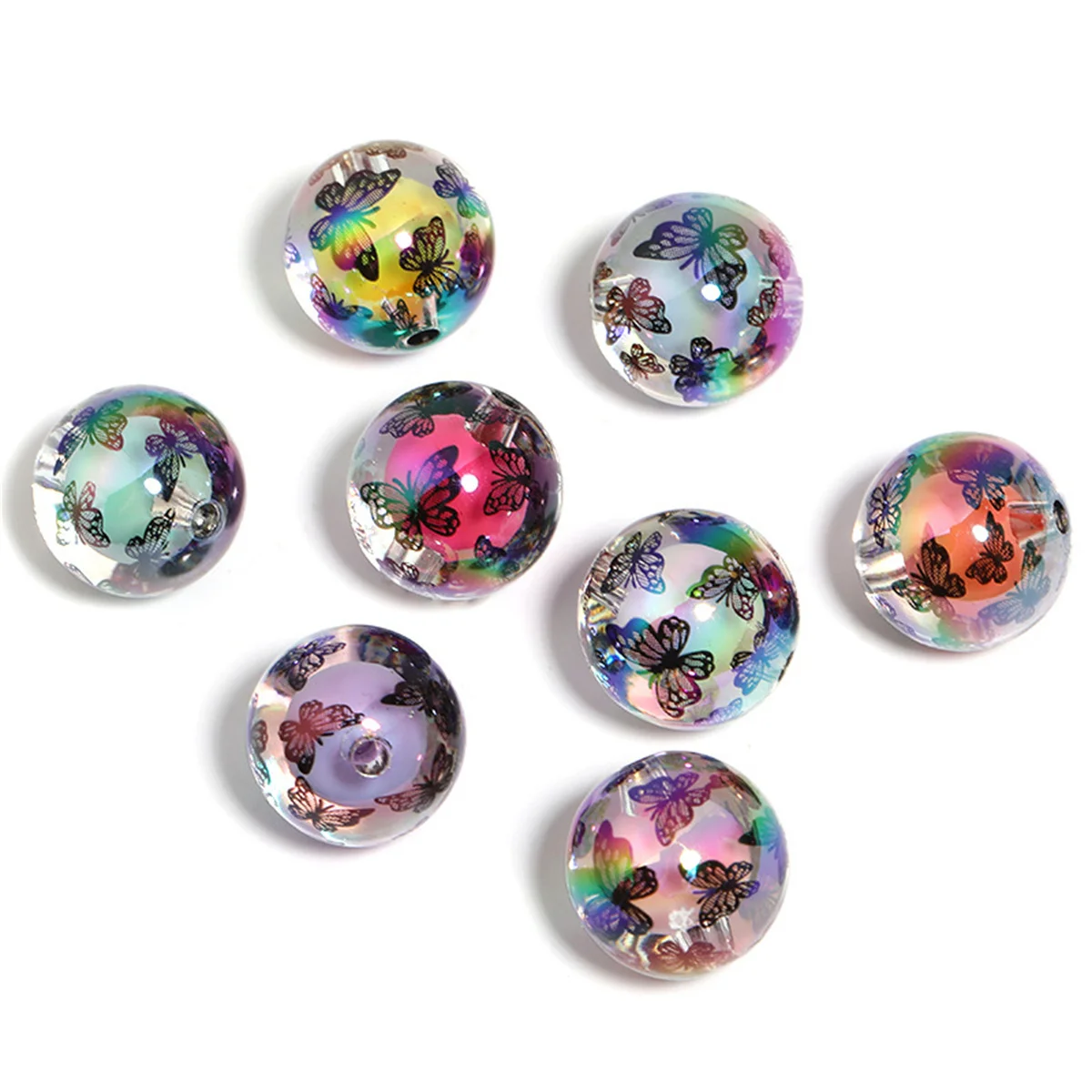 CH40 16mm Bright Acrylic Transparent  Colorful Butterfly Beads Diy Bracelet Necklace Handmade Clothes Jewelry Accessories