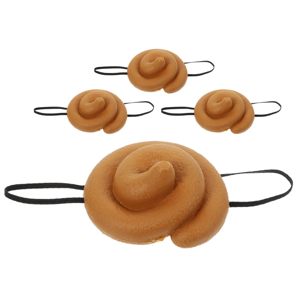 4pcs Poop Hat Funny Realistic Simulation Prop Adult Costume Party Headwear Carnival Accessory Decor Novelty Joke Gift