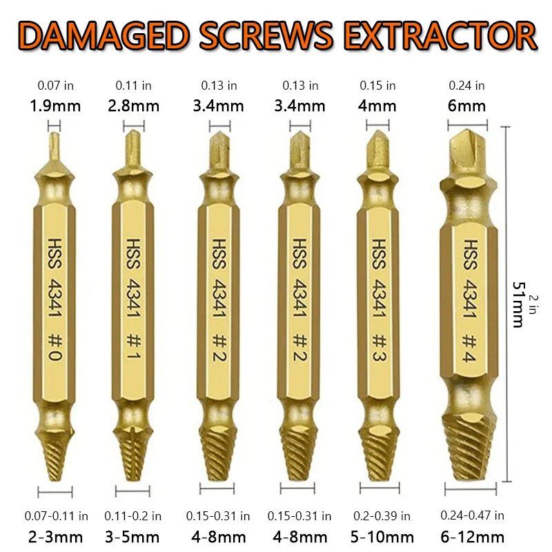 12pcs Damaged Screw Extractor Set HSS Drill Bit Stripped Broken Remover Easily Quickly Take Out Kit Easy Demolition Power Tools